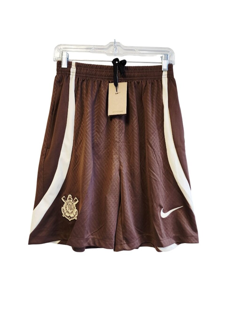 Nike Mens Corinthians Paulista Brown & White Dri-Fit Soccer Shorts XL